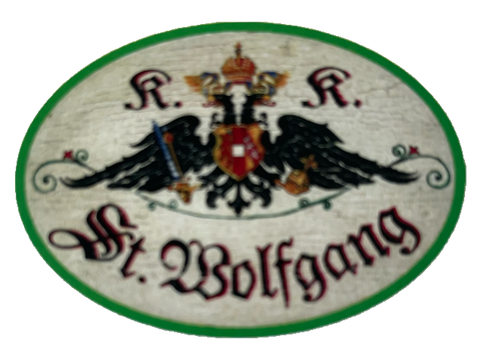 KuK Nostalgie Holzschild St. Wolfgang Ort Salzburg Österreich Schild