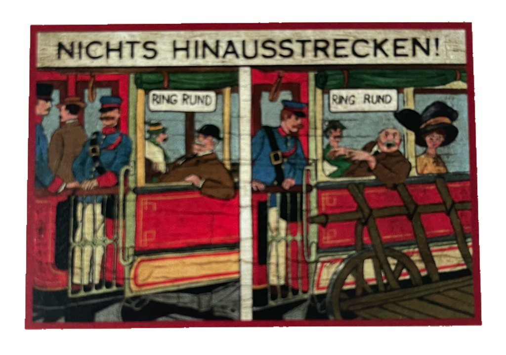 Nostalgie Holzschild Straßenbahn Nichts Hinausstrecken Tramway Bim Bahn Schild