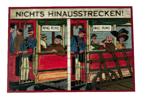 Nostalgie Holzschild Straßenbahn Nichts Hinausstrecken Tramway Bim Bahn Schild