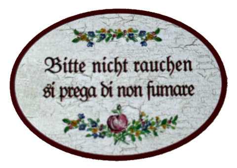 Nostalgie Holzschild Bitte Nicht Rauchen Si Prega Di Non Fumare Zigarette Schild