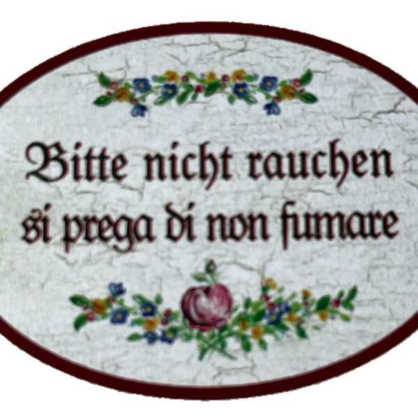 Nostalgie Holzschild Bitte Nicht Rauchen Si Prega Di Non Fumare Zigarette Schild