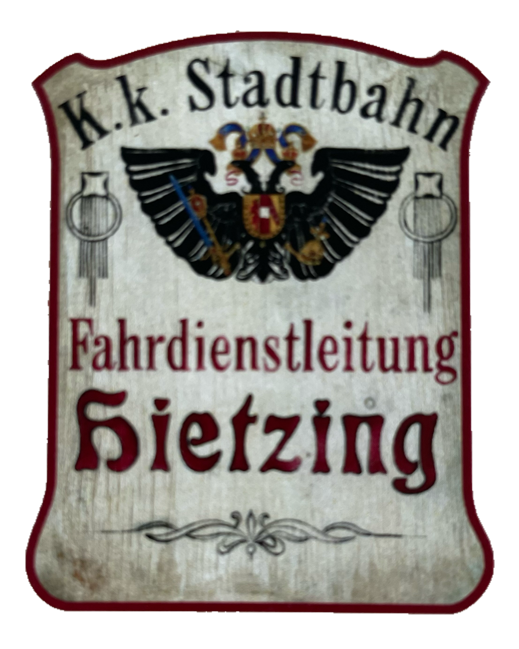 Nostalgie Holzschild KuK Stadtbahn Fahrdienstleitung Hietzing Wien Schild