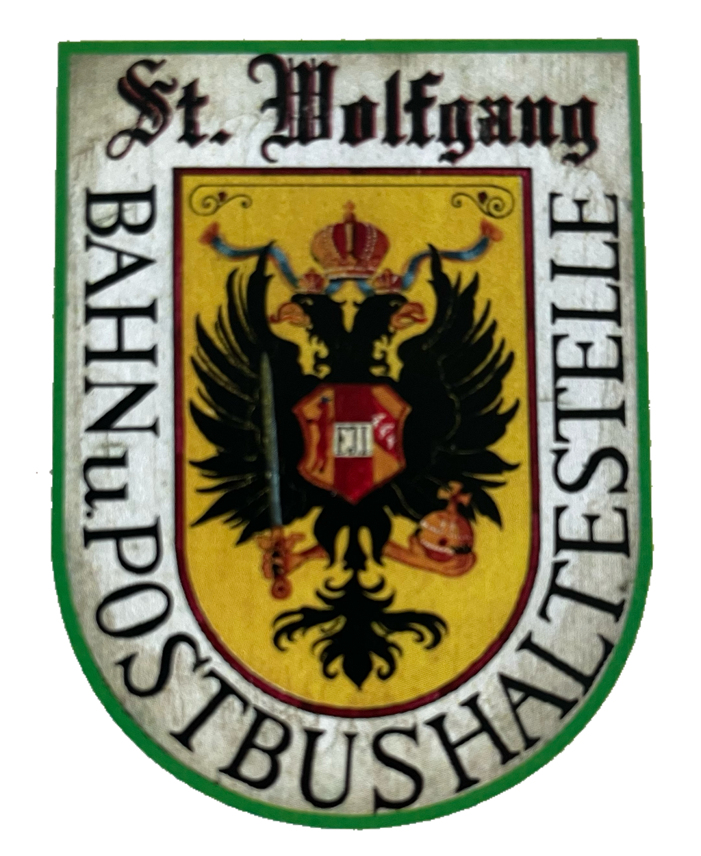 Nostalgie Holzschild St. Wolfgang Bahn & Postbushaltestelle Schild