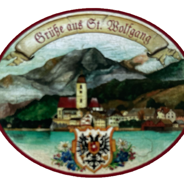 Nostalgie Holzschild Grüße Aus St. Wolfgang Ort Salzburg Kirche Urlaub Schild
