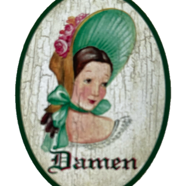 Nostalgie Holzschild Biedermeier Damen WC Toilette Klo Mädchen Schild