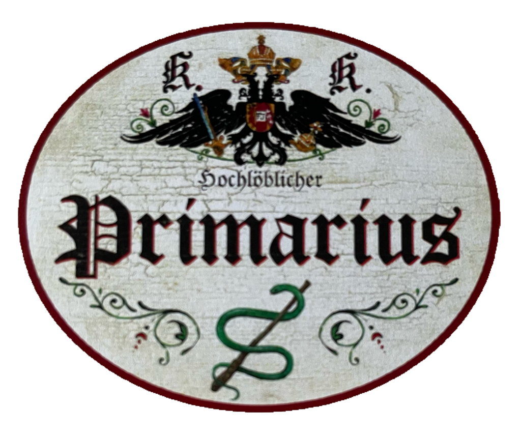 KuK Nostalgie Holzschild Hochlöblicher Primarius Primar Chefarzt Doktor Schild