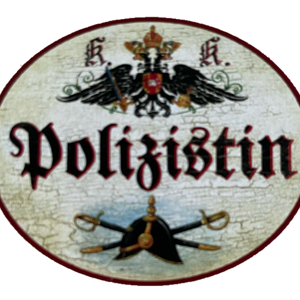 KuK Nostalgie Holzschild Polizistin Polizeibeamtin Polizei Schild