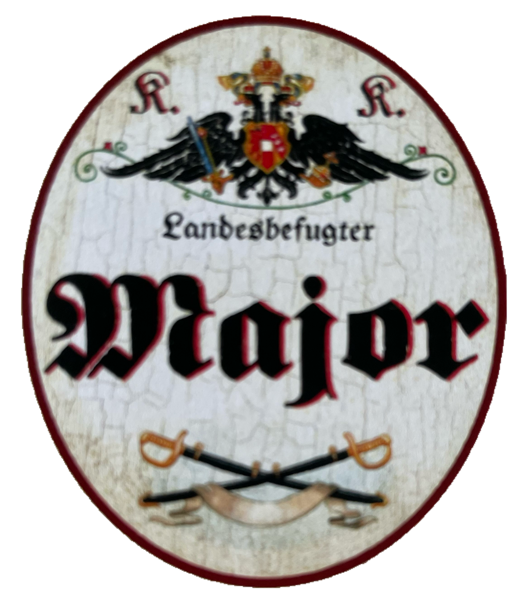 KuK Nostalgie Holzschild Landesbefugter Major Bundesheer Militär Schild