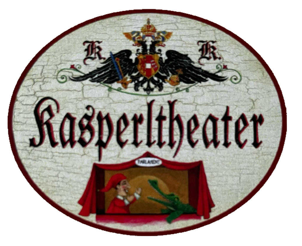 KuK Nostalgie Holzschild Kasperltheater Parlament Kasperl Puppen Theater Schild