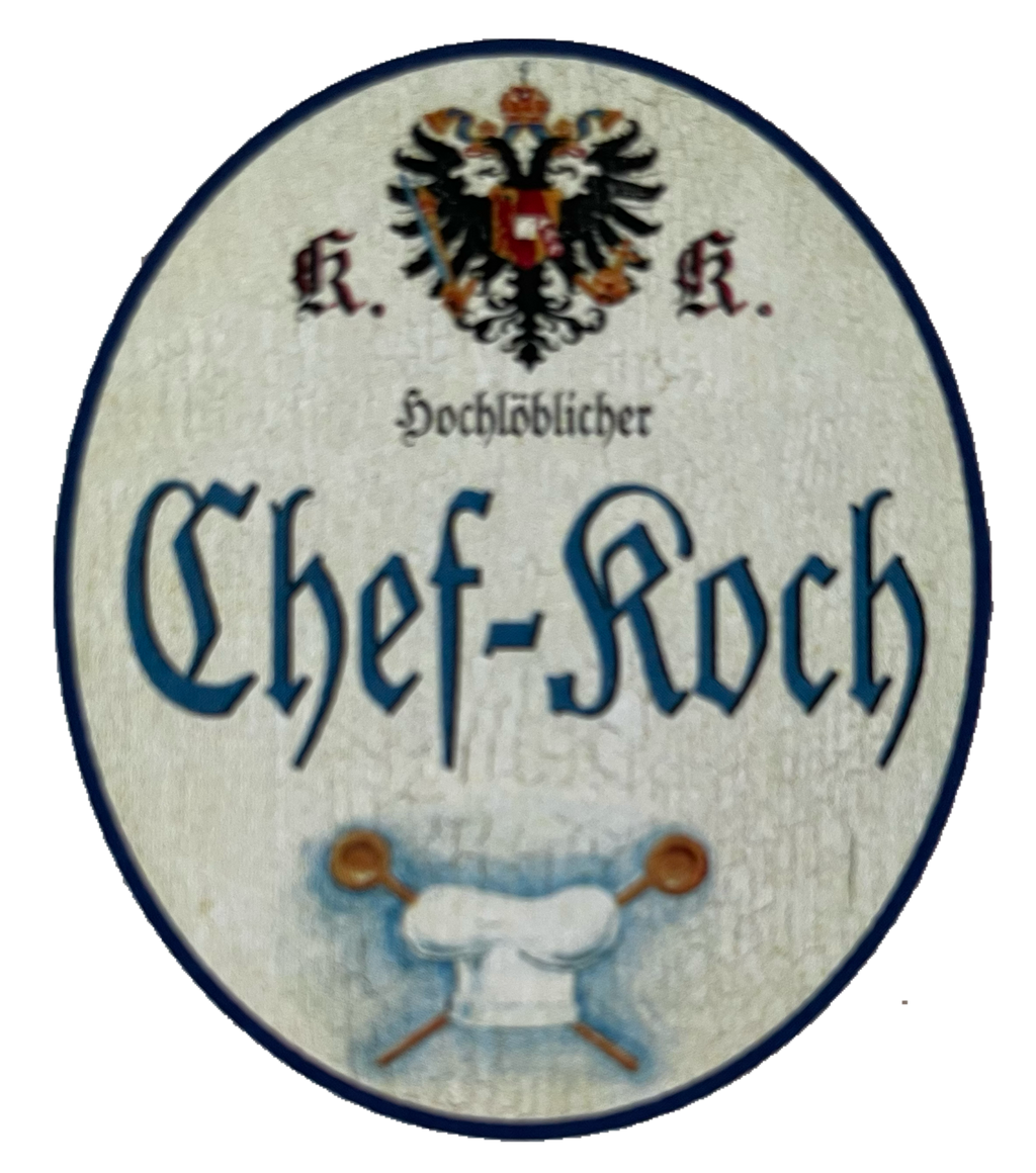 KuK Nostalgie Holzschild Hochlöblicher Chef-Koch Küche Kochen Koch Schild