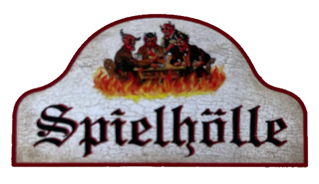 KuK Nostalgie Holzschild Spielhölle Spielen Glücksspiel Gaming Karten Schild