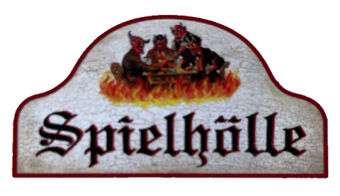 KuK Nostalgie Holzschild Spielhölle Spielen Glücksspiel Gaming Karten Schild