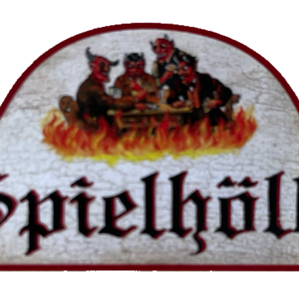 KuK Nostalgie Holzschild Spielhölle Spielen Glücksspiel Gaming Karten Schild