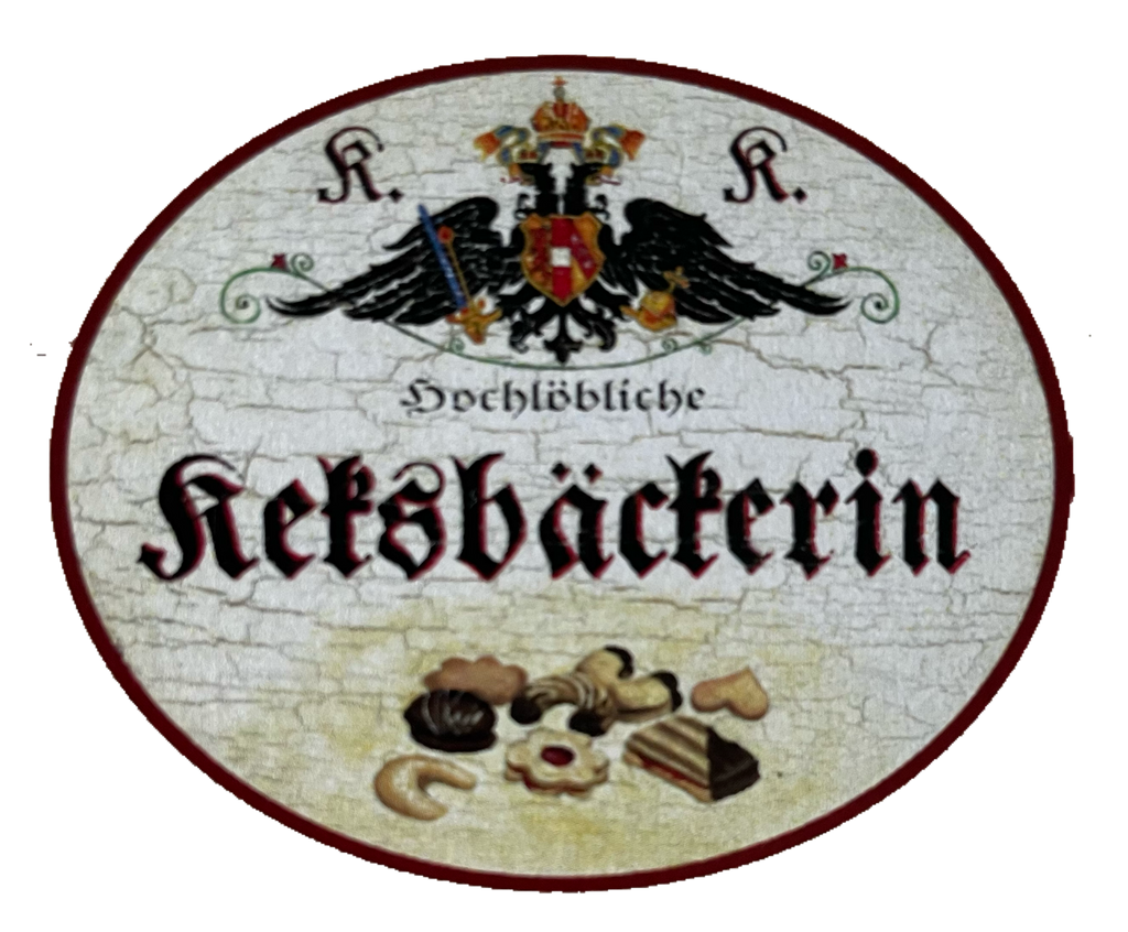 KuK Nostalgie Holzschild Hochlöbliche Keksbäckerin Kekse Plätzchen Schild