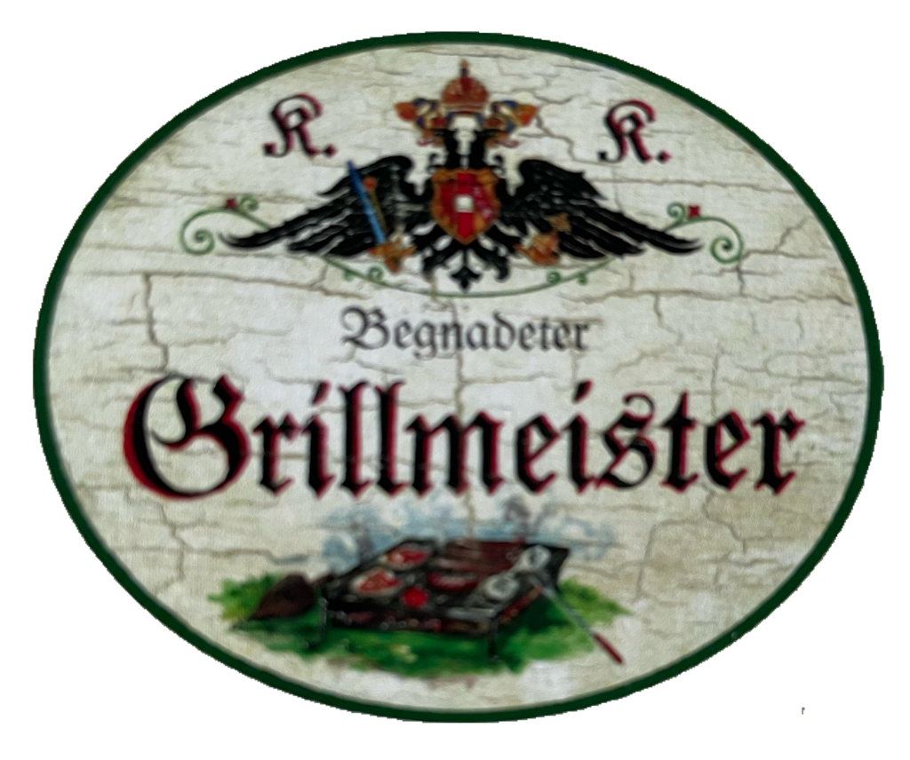 KuK Nostalgie Holzschild Begnadeter Grillmeister Grillen Grill BBQ Schild