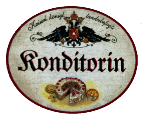 KuK Nostalgie Holzschild Landesbefugte Konditorin Konditorei Kuchen Torte Schild