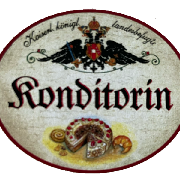 KuK Nostalgie Holzschild Landesbefugte Konditorin Konditorei Kuchen Torte Schild