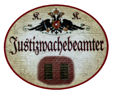 KuK Nostalgie Holzschild Justizwachebeamter Gericht Wachdienst Schild