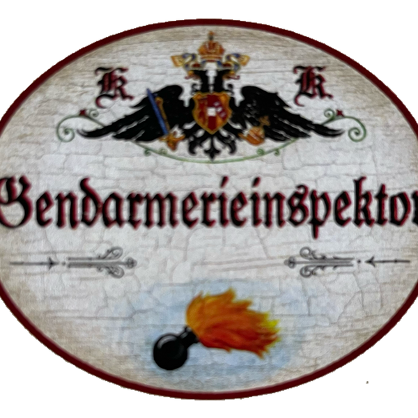 KuK Nostalgie Holzschild Gendarmarieinspektor Polizei Gendarmes Schild