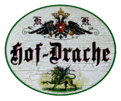 KuK Nostalgie Holzschild Hof-Drache Zuhause Heim Frau Drachen Schild