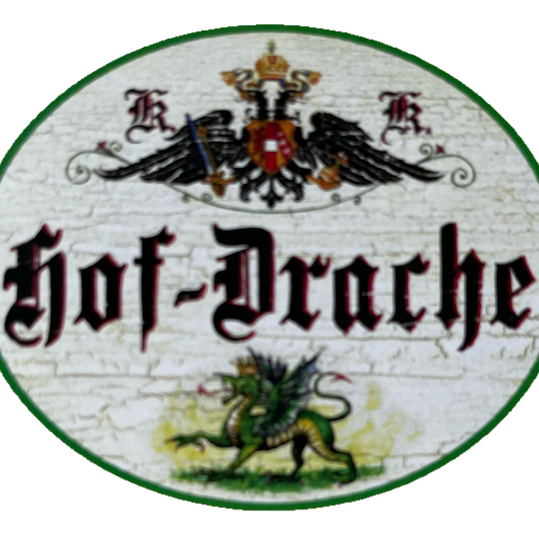 KuK Nostalgie Holzschild Hof-Drache Zuhause Heim Frau Drachen Schild