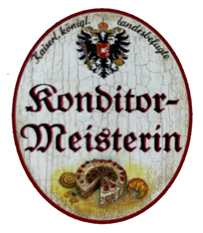 KuK Nostalgie Holzschild Landesbefugte Konditor-Meisterin Konditorei Schild