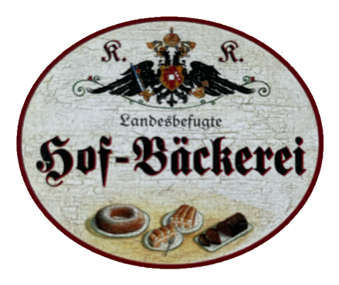 KuK Nostalgie Holzschild Landesbefugte Hof-Bäckerei Kuchen Torte Bäckerei Schild
