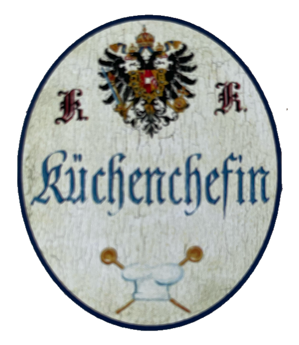 KuK Nostalgie Holz Schild Küchenchefin Küche Köchin Kochen Essen Restaurant