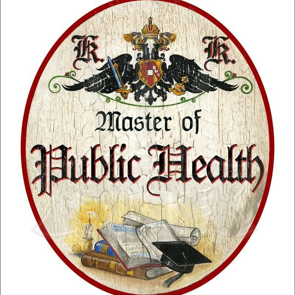 KuK Nostalgie Holzschild - Master of Public Health - Bücher Studentenhut TH