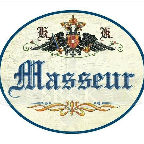Kuk nostalgie holzschild - masseur - ornament th