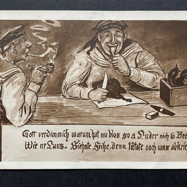 Matrosen Karikatur Pfeife Messer Uniform Deutschland Krieg Militär 400423 TH