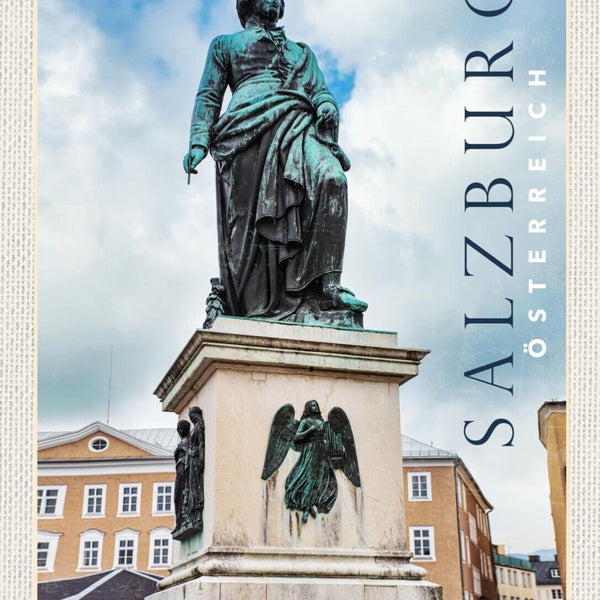 Schild Salzburg Österreich Mozart Platz Statue 12x18 20x30 30x40 Blech/Holz
