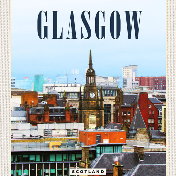 Schild Glasgow Scotland Schottland Stadt Blick 12x18 20x30 30x40 Blech od. Holz