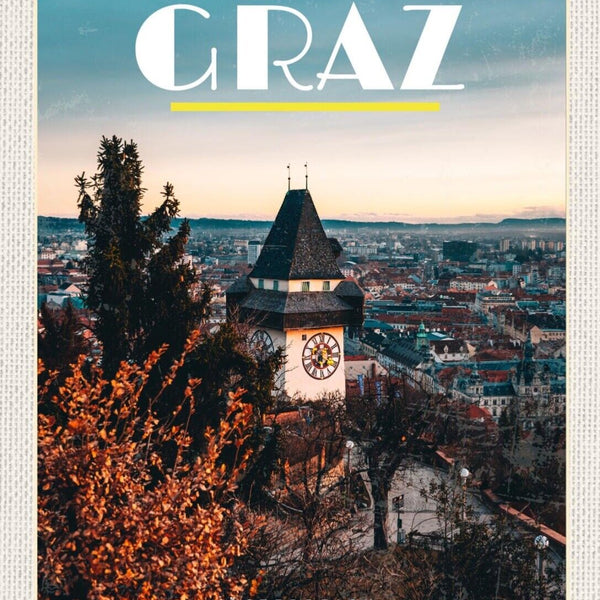 Schild Graz Österreich Steiermark Uhrturm Austria 12x18 20x30 30x40 Blech/Holz