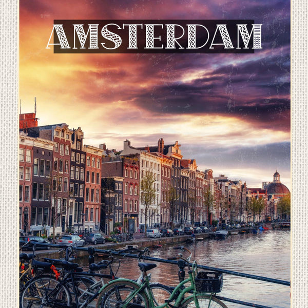 Schild Amsterdam Holland Niederlande Stadt Fluss 12x18 20x30 30x40 Blech od.Holz