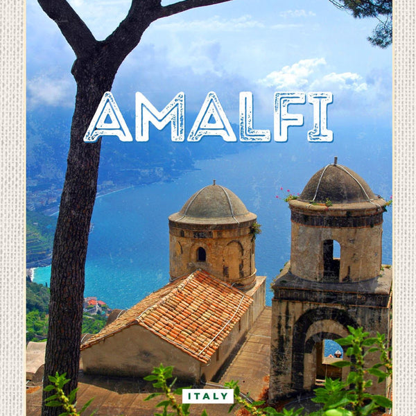 Schild Amalfi Italy Italien Küste Kirche Gebäude 12x18 20x30 30x40 Blech od.Holz
