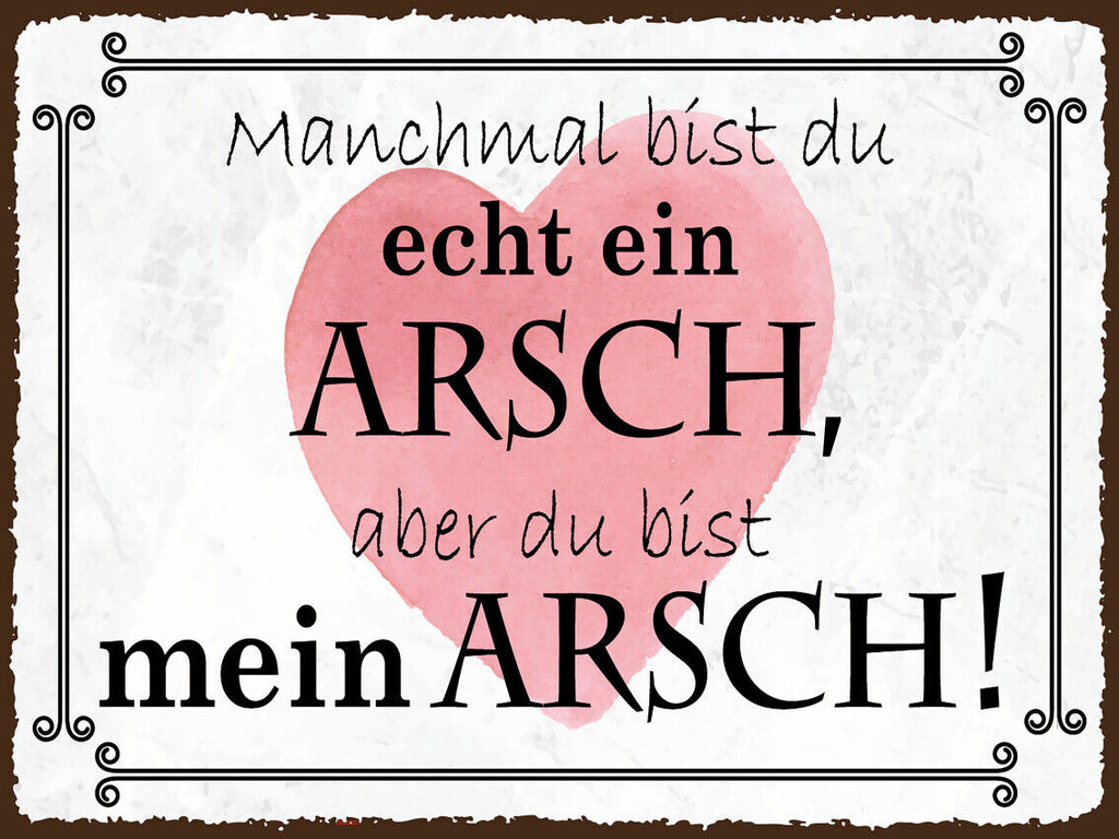 Schild Manchmal Bist Du Echt Ein Arsch Aber Mein 12x18 20x30 30x40 Blech od.Holz