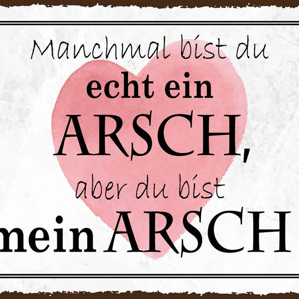 Schild Manchmal Bist Du Echt Ein Arsch Aber Mein 12x18 20x30 30x40 Blech od.Holz