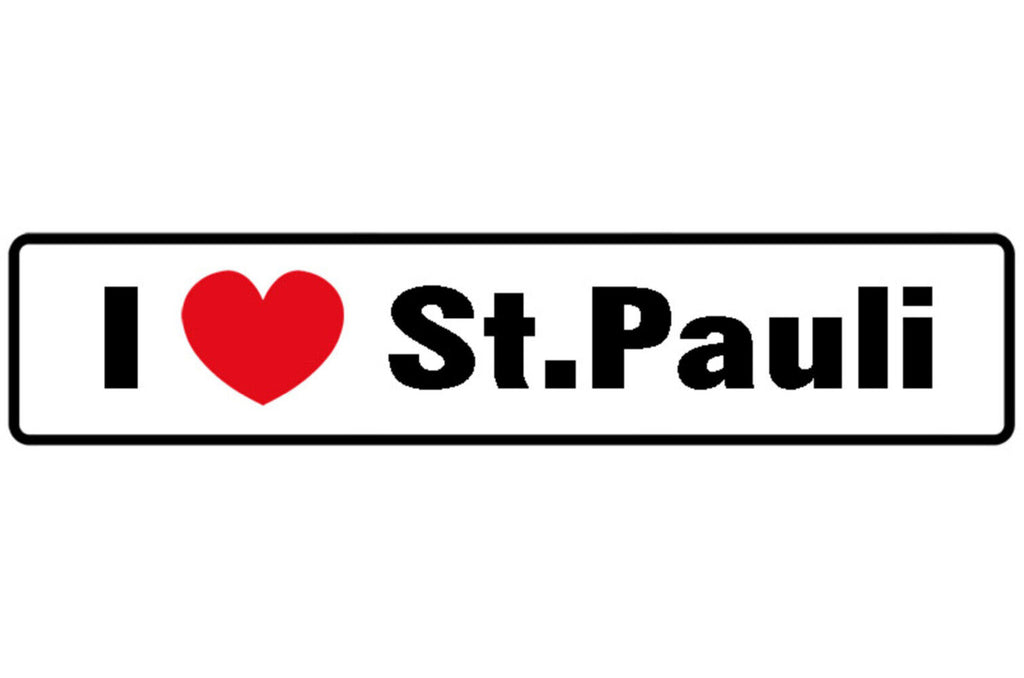 Schild I ❤️ St. Pauli Hamburg Liebe Deutschland Fan 46 x 10 Blech od. Holz