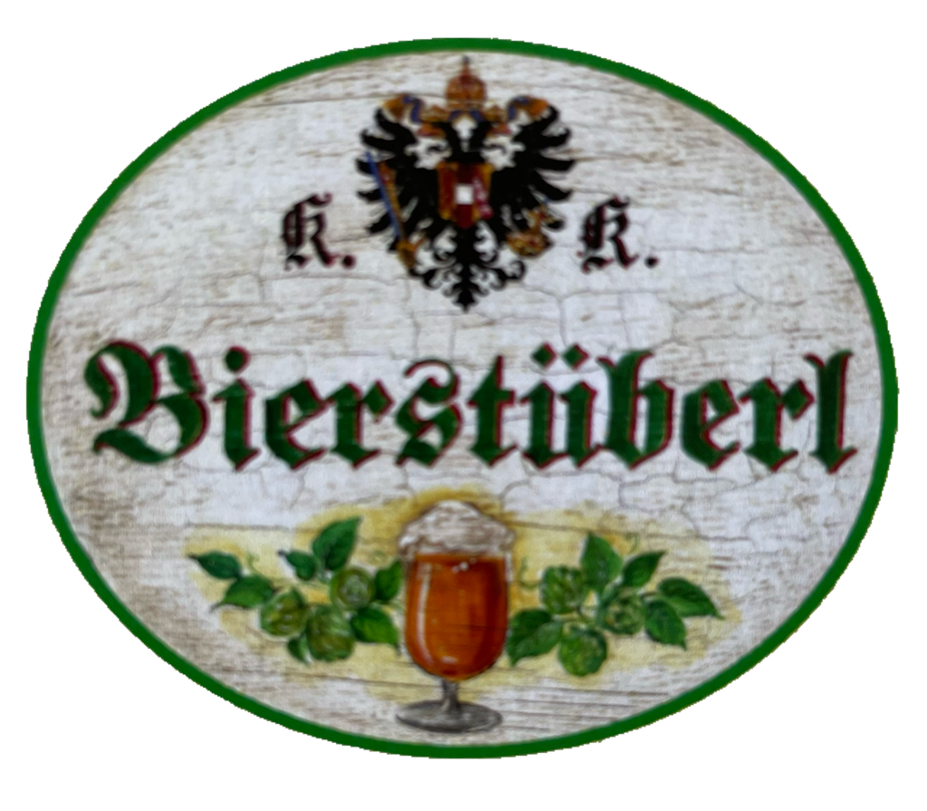 KuK Nostalgie Holzschild Bierstüberl Alkohol Wirt Wirtshaus Bier Glas Schild