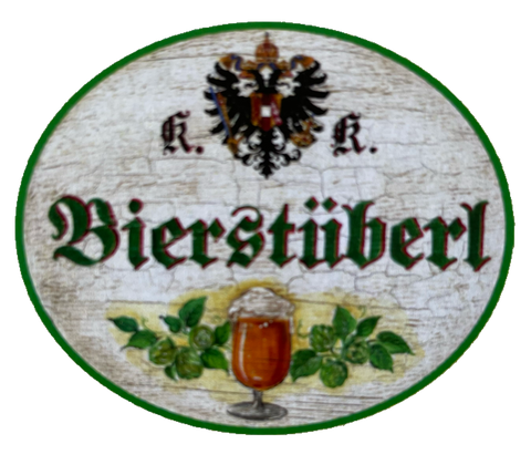 KuK Nostalgie Holzschild Bierstüberl Alkohol Wirt Wirtshaus Bier Glas Schild