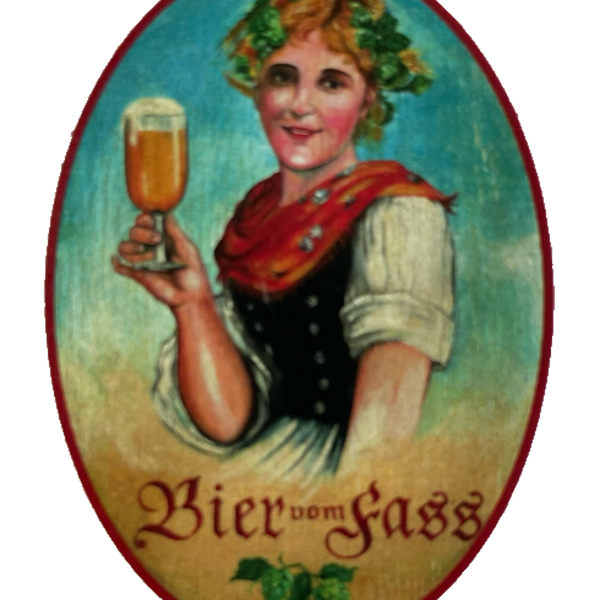Nostalgie Holzschild Bier Vom Fass Alkohol Kellnerin Wirt Wirtshaus Schild