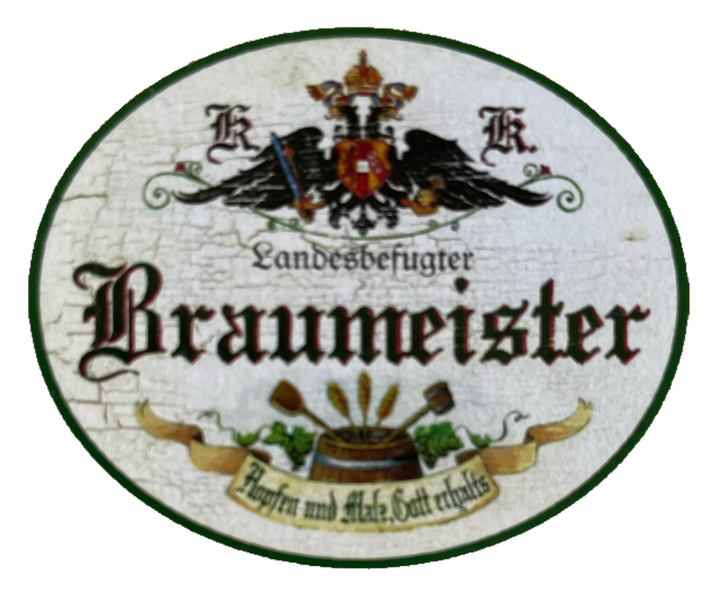 KuK Nostalgie Holzschild Landesbefugter Braumeister Bier Brauerei Alkohol Schild