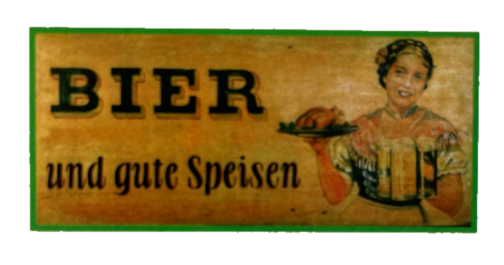 Nostalgie Holzschild Bier & Gute Speisen Alkohol Essen Wirt Wirtshaus Schild