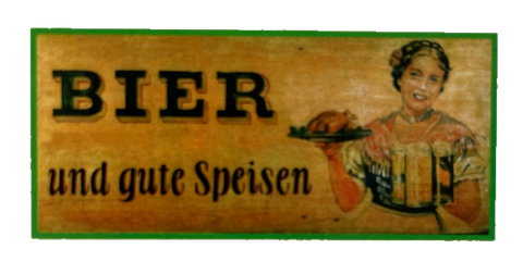 Nostalgie Holzschild Bier & Gute Speisen Alkohol Essen Wirt Wirtshaus Schild