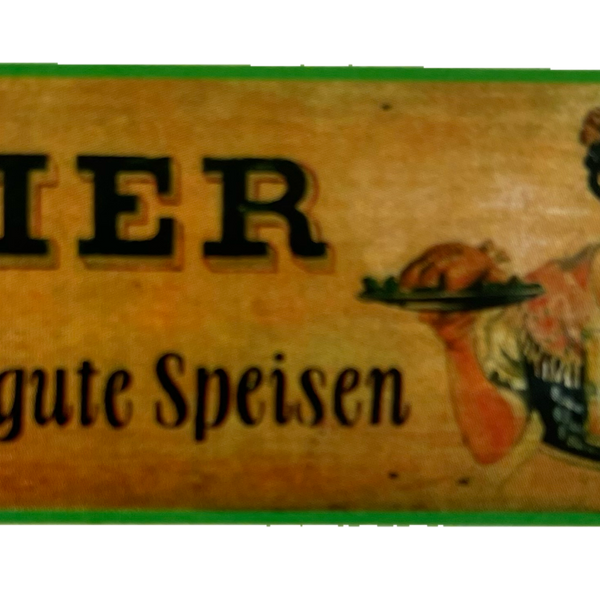 Nostalgie Holzschild Bier & Gute Speisen Alkohol Essen Wirt Wirtshaus Schild
