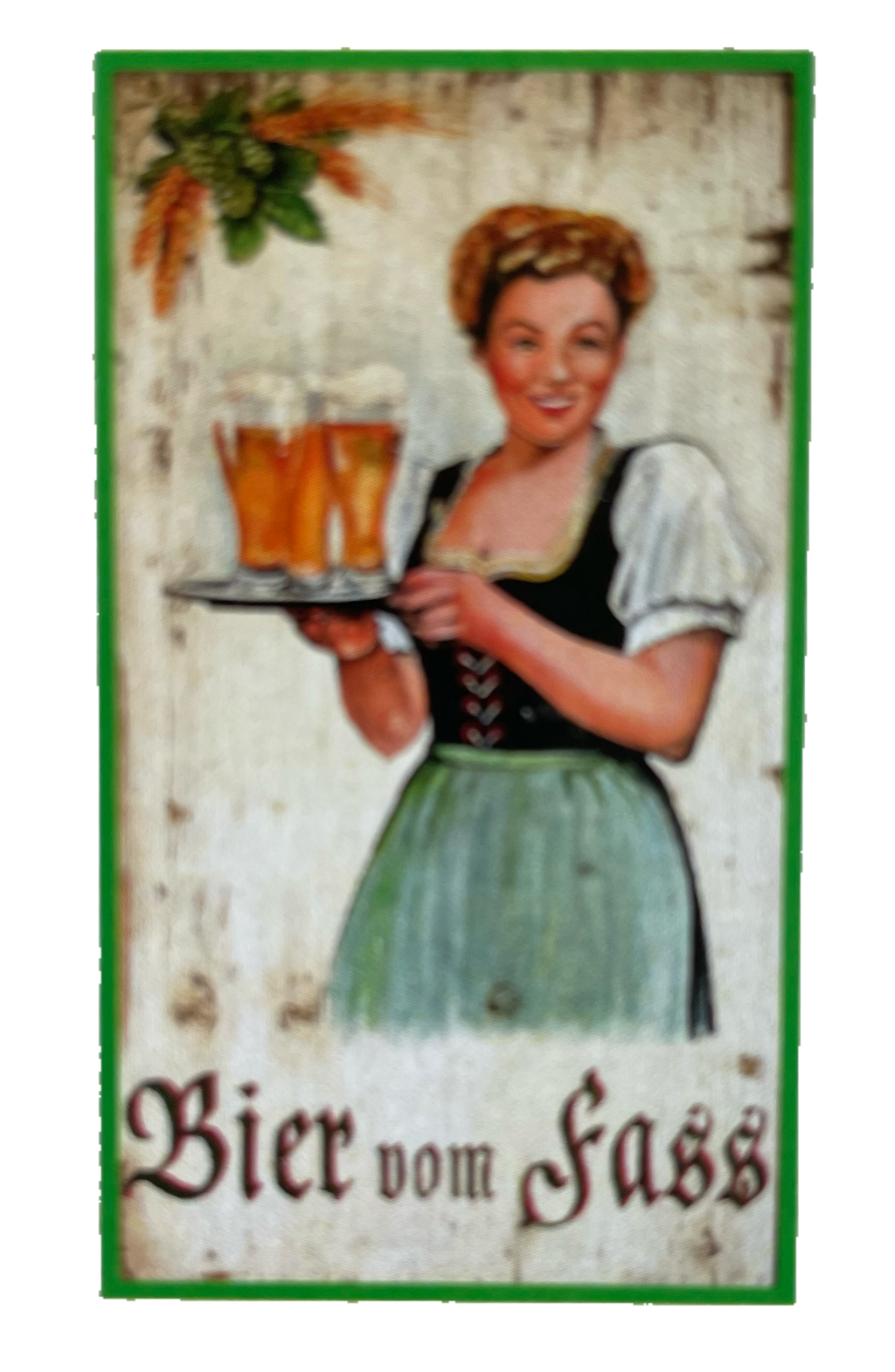Nostalgie Holzschild Bier Vom Fass Alkohol Kellnerin Wirt Wirtshaus Schild