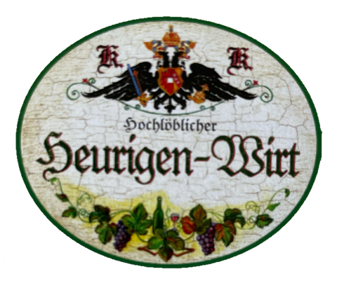 KuK Nostalgie Holzschild Hochlöblicher Heurigen-Wirt Wirtshaus Wein Schild