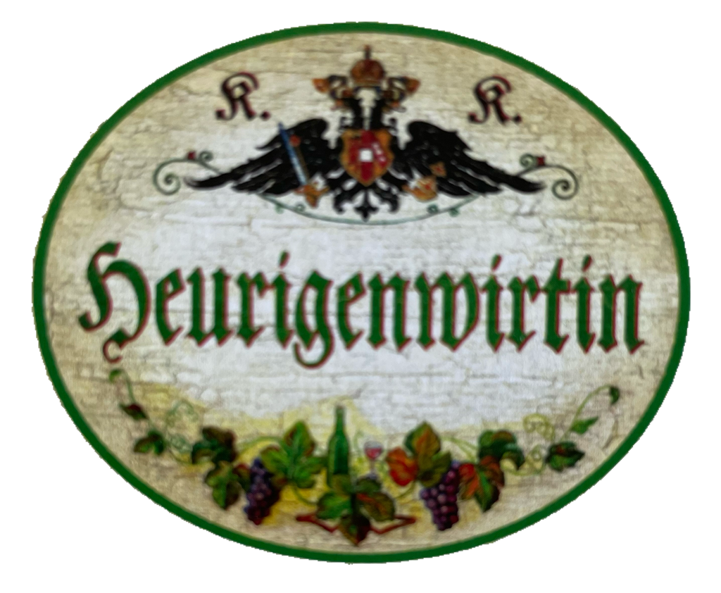 KuK Nostalgie Holzschild Heurigenwirtin Wirtshaus Wein Alkohol Wirtin Schild