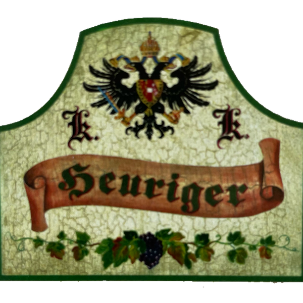 KuK Nostalgie Holzschild Heuriger Wirt Wirtshaus Wein Schenke Alkohol Schild